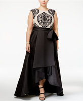 Thumbnail for your product : Betsy & Adam Plus Size Lace Satin High-Low Gown
