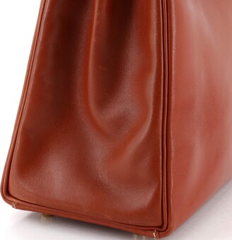 Hermes Kelly Handbag Brique Box Calf with Gold Hardware 32
