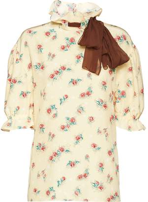 Miu Miu floral print bow detail blouse