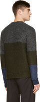 Thumbnail for your product : Robert Geller Green Colorblocked Mohair Sweater