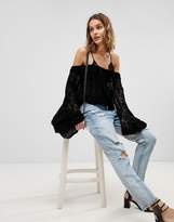 Thumbnail for your product : Free People Ginger Berry Off Shoulder Flared Sleeve Lace Blouse