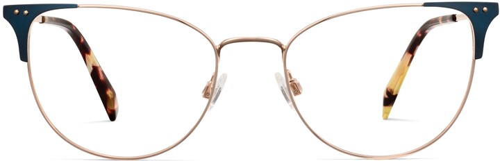 Ava Eyeglasses in Polished Gold with Brushed Navy