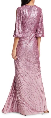 Jenny Packham Jacinta Split-Sleeve Knotted Sequin Gown