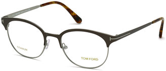Tom Ford Rounded Square Optical Frames, Brown/Silver