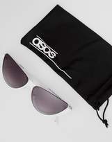 Thumbnail for your product : Cat Eye Asos Design ASOS DESIGN sliced top extreme sunglasses-White