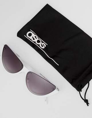 Cat Eye Asos Design ASOS DESIGN sliced top extreme sunglasses-White