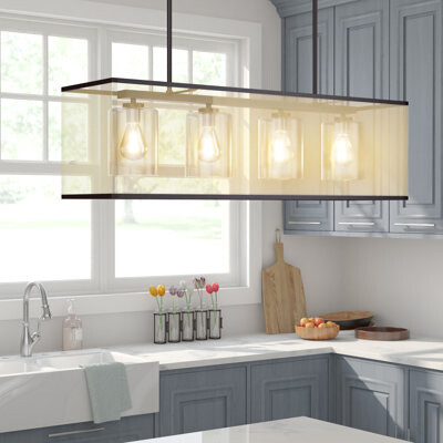Gracie Oaks Salisbury 4 - Light Kitchen Island Linear Pendant