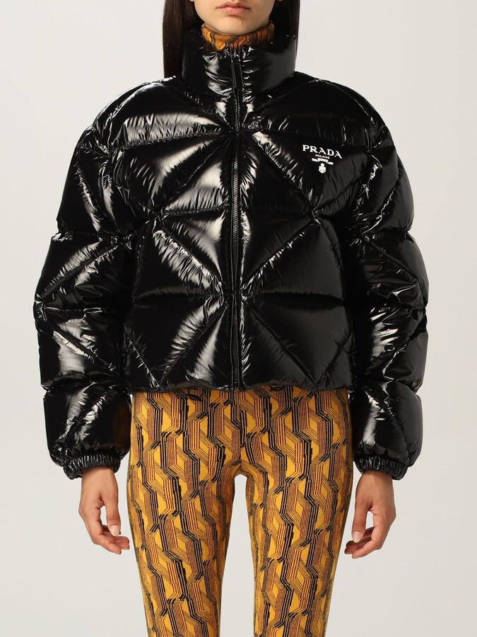 Prada down jacket in shiny cropped nylon - ShopStyle