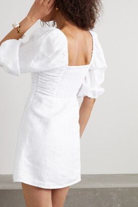 Faithfull The Brand + Net Sustain Venezia Pleated Linen Mini Dress - White