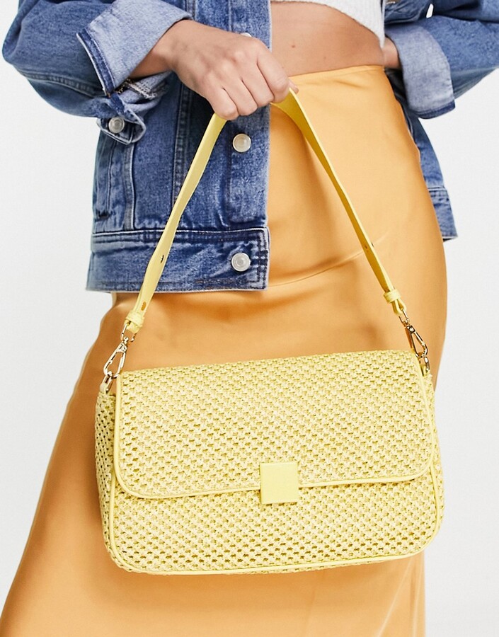 Topshop crochet straw look shoulder bag in yellow - ShopStyle