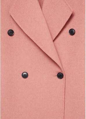 MANGO Hand Made Long Wool Coat, Pastel Pink