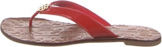 Tory Burch Patent Leather Flip Flops Red Designer
