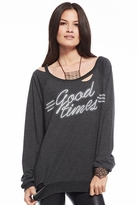Thumbnail for your product : Chaser LA Good Times Deconstructed Long Sleeve Raglan in Black