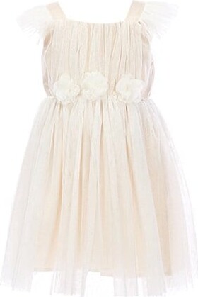Popatu Little Girls Tulle Flutter Sleeve Dress