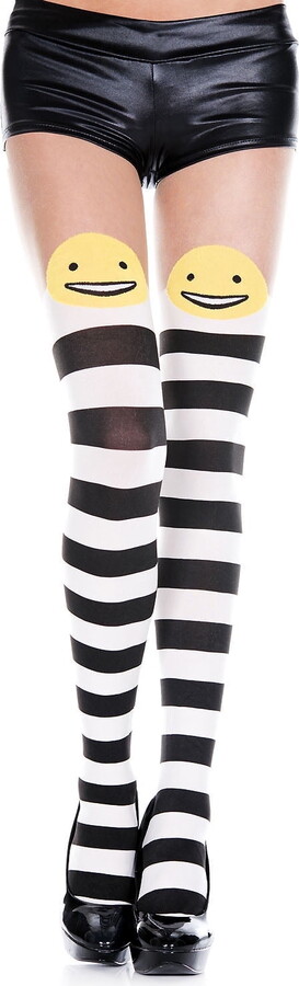 Music Legs Women’s Women’s Smiley face striped spandex pantyhose 7177