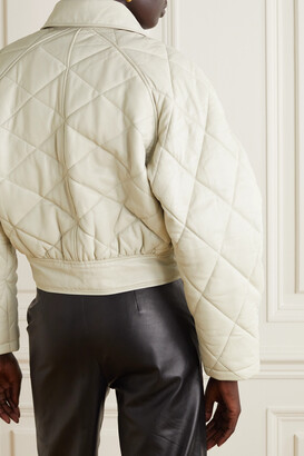 REMAIN Birger Christensen Gena Quilted Leather Bomber Jacket - Cream