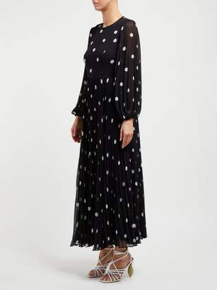 Zimmermann Sunray Polka Dot Print Pleated Dress - Womens - Black White