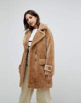 Thumbnail for your product : Warehouse Premium Double Breasted Oversized Teddy Fur Coat
