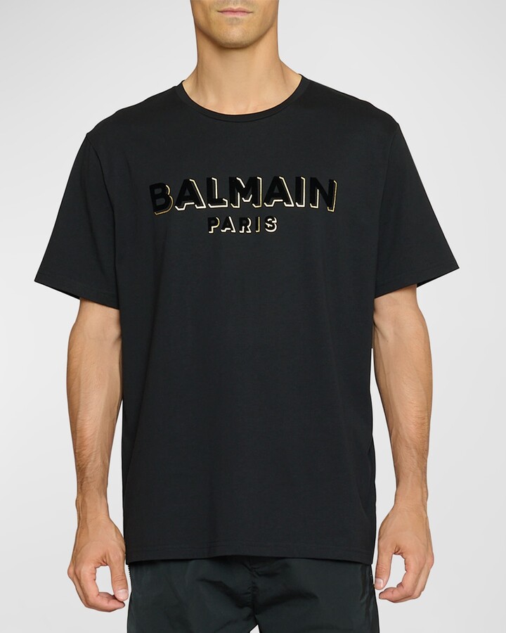 Balmain Men's Flock Foil Logo Bulky T-Shirt - ShopStyle