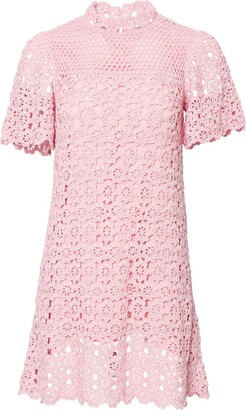 Carolina Herrera Floral Crochet-Knit Shift Dress