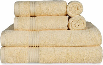 CanaryLux Egyptian-Like Cotton 6-Piece Towel Set - Ultra Absorbent, Fast Drying Bathroom Essentials for Home, Apartment, Airbnb, Guest Bath - Face, Ha