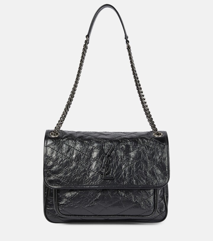 Niki medium crinkled glossed-leather shoulder bag