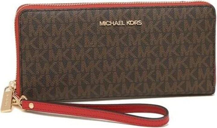 NWT Michael Kors Jet Set Leather Chain Wallet ID Card Case Small Sangria  Red $98