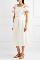 Thumbnail for your product : Paul & Joe Broderie Anglaise-trimmed Cotton-voile Dress - White