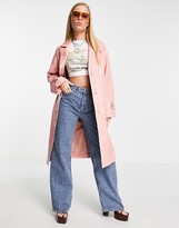 Thumbnail for your product : Topshop croc PU mid-length coat in pink
