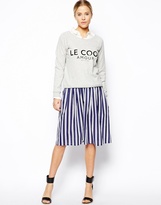 Thumbnail for your product : ASOS Woven Midi Skirt in Stripe