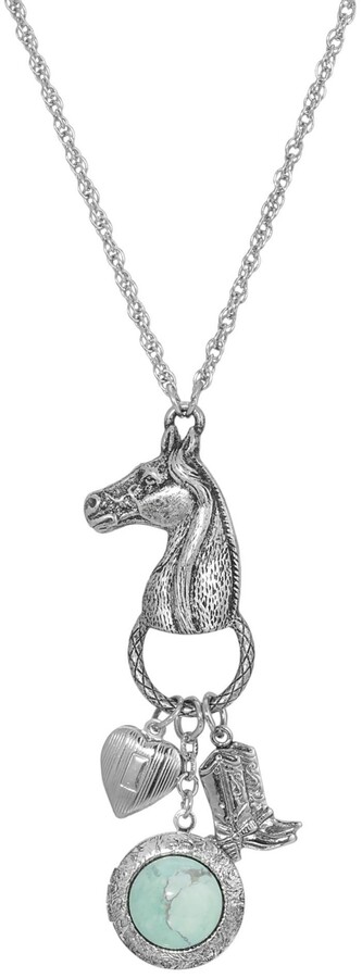 2028 Horse Head with Heart and Boot Charm Necklace