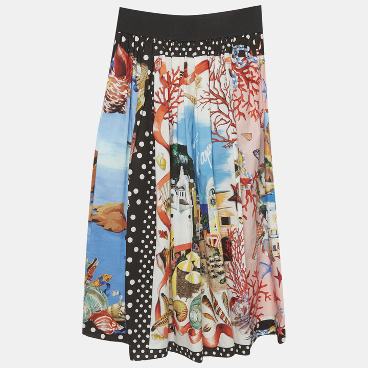Dolce & Gabbana Exclusive Kids Capri Print Cotton Midi Skirt 9/10 Yrs