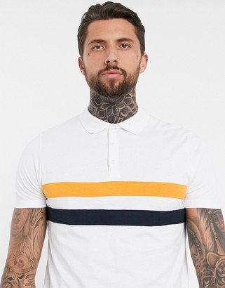 ASOS DESIGN DESIGN polo shirt with contrast panels in white