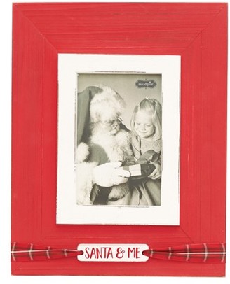 Mud Pie Infant Santa & Me Tartan Ribbon Wood Photo Frame
