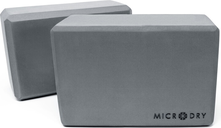 Microdry Fitness 2-Piece Foam Block Set for Enhanced Stretching, Light Gray, 9x6x4"
