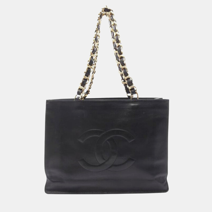 Chanel Black Lambskin Vintage CC Chain Tote Bag XL