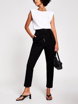 Thumbnail for your product : River Island Tie Waist Ponte Straight Leg Jogger - Black