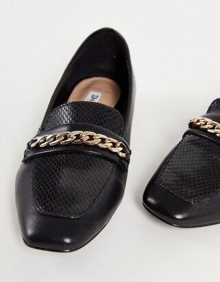 Dune London chain detail loafes in black leather