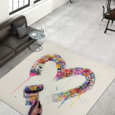 kayra export Floral Print Non-Woven Thin Type Rug Featuring a Vibrant Multi-Colored Design Perfect for Brightening up Any Room in Your Home