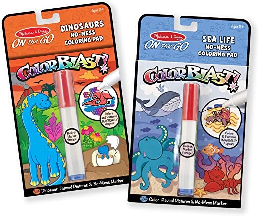 Melissa & Doug ColorBlast! Sea Life and Dinosaurs Color-Reveal Coloring Books, 2-Pack