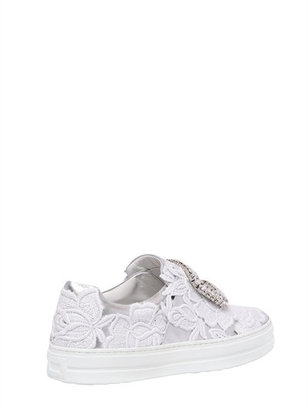 Roger Vivier 20mm Sneaky Viv Lace & Leather Sneakers