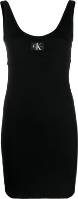 Calvin Klein Jeans logo-print sheer-sleeve Dress - Farfetch
