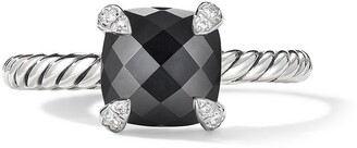 David Yurman sterling silver Chatelaine onyx and diamond ring