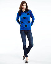 Thumbnail for your product : Equipment Shane Polka Dot Crew Neck Sweater, Electric Blue
