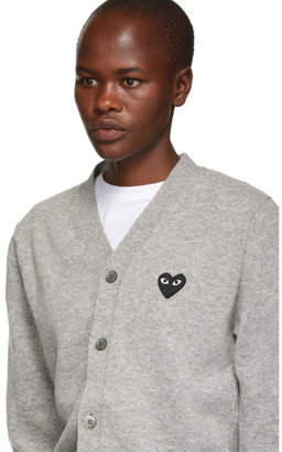 Comme des Garcons Play Grey Wool Heart Patch Mens Fit Cardigan