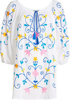 Thumbnail for your product : Juliet Dunn Embroidered Cotton Blouse
