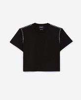 Thumbnail for your product : The Kooples Black cotton T-shirt with studs