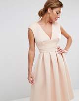 Thumbnail for your product : ASOS DESIGN Scuba Deep Plunge Prom Midi Dress