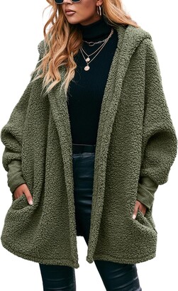 Cardigan Plus Size Teddy Coat Uk Frobukio Fleece Coats For Women