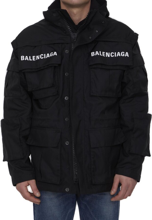 Balenciaga Logo Printed Oversized Parka - ShopStyle Jackets